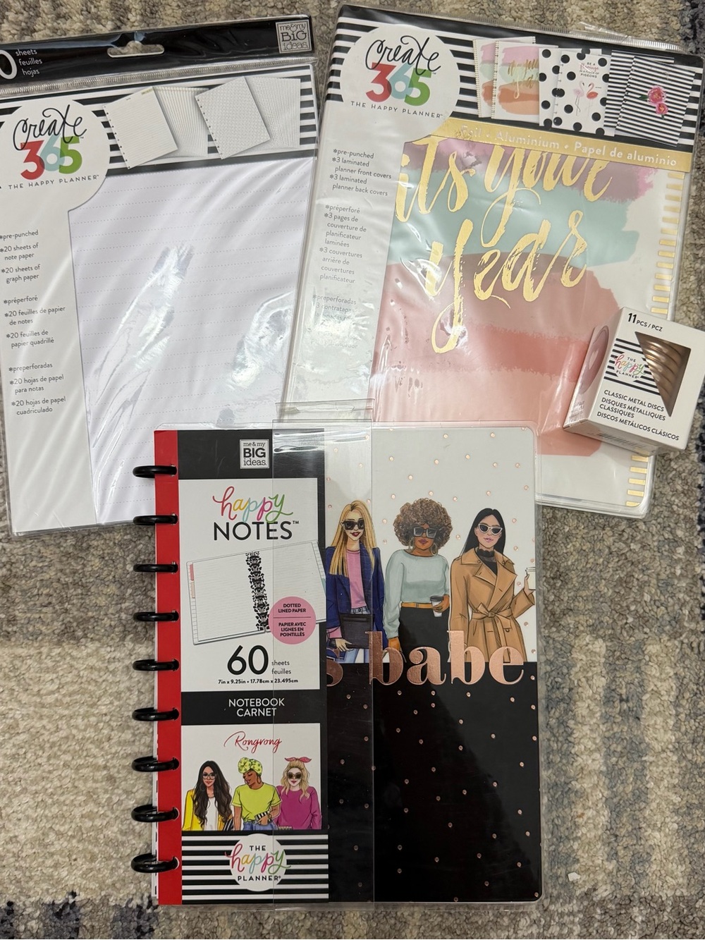 The Happy Planner Happy Notes Notebook - Babe Cover (Black & Gold Accents)